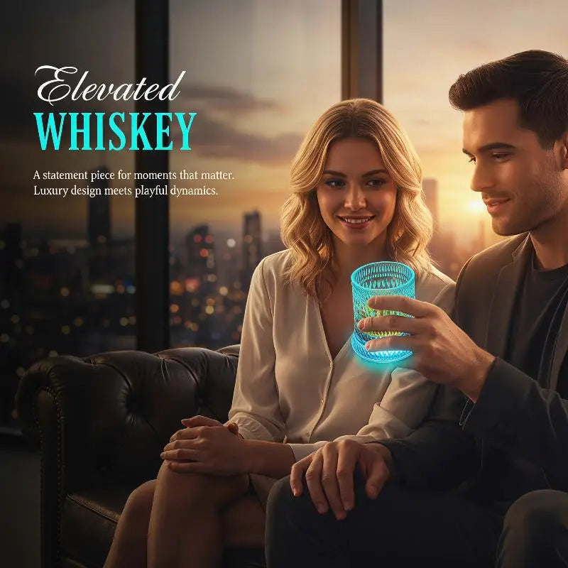 Rotating Glass Cup | 360° Base & Illuminated Cup Pad | Home Drinkware & Parties