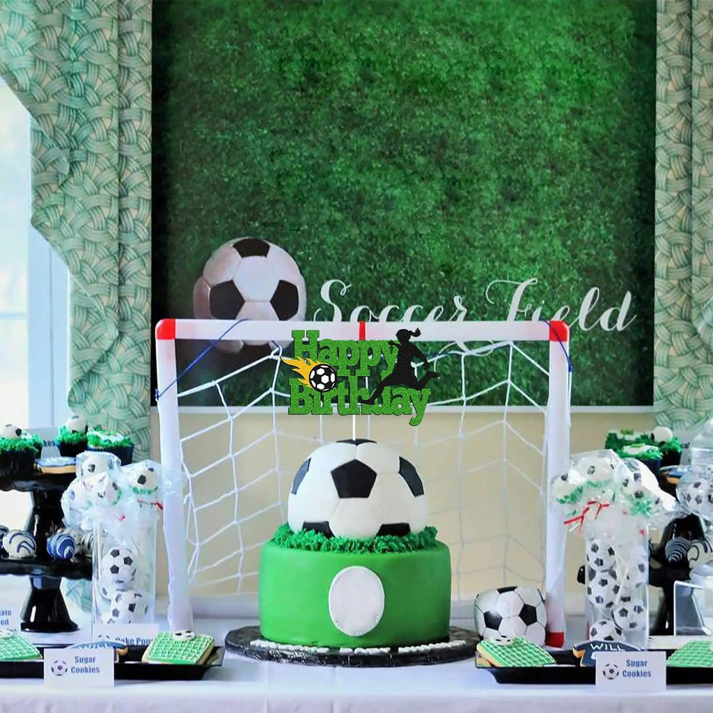 Football Cake Topper Boy Girl Soccer Happy Birthday Cupcake Toppers Party Dessert Wedding Decoration Baby Shower Baking Supplies
