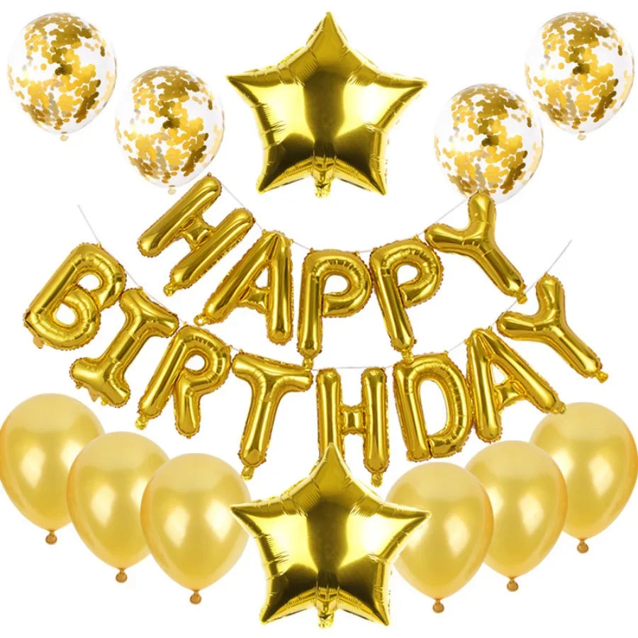 16inch Happy Birthday Decoration Balloons Pink Blue Letter Foil Ballons Set Birthday Party Decor Air Globos Balony