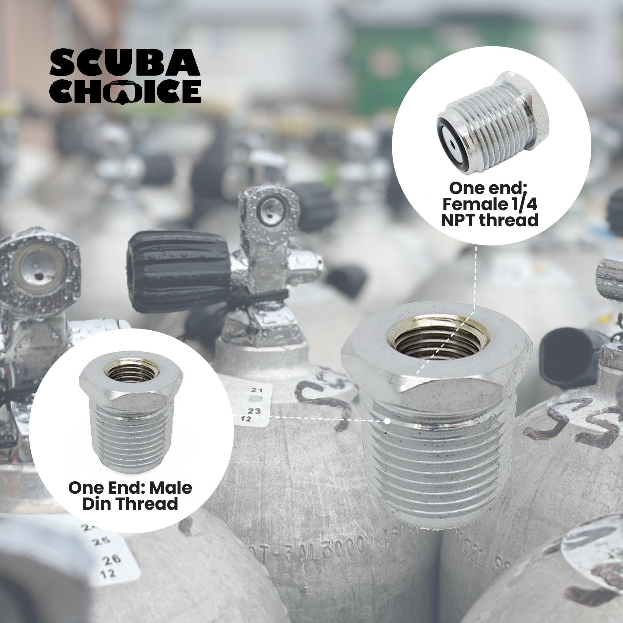 Scuba Diving Dive Female 1/4 NPT to Male Din Adapter Thread 300 BAR
