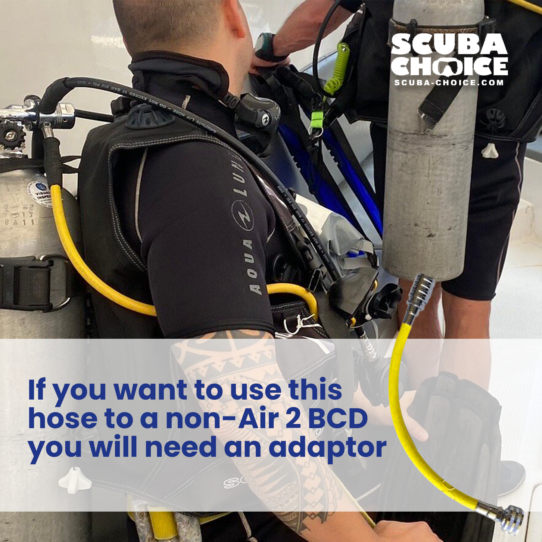 Scuba Diving 14" BCD BC Flush Wash Hose for Scubapro AIR 2