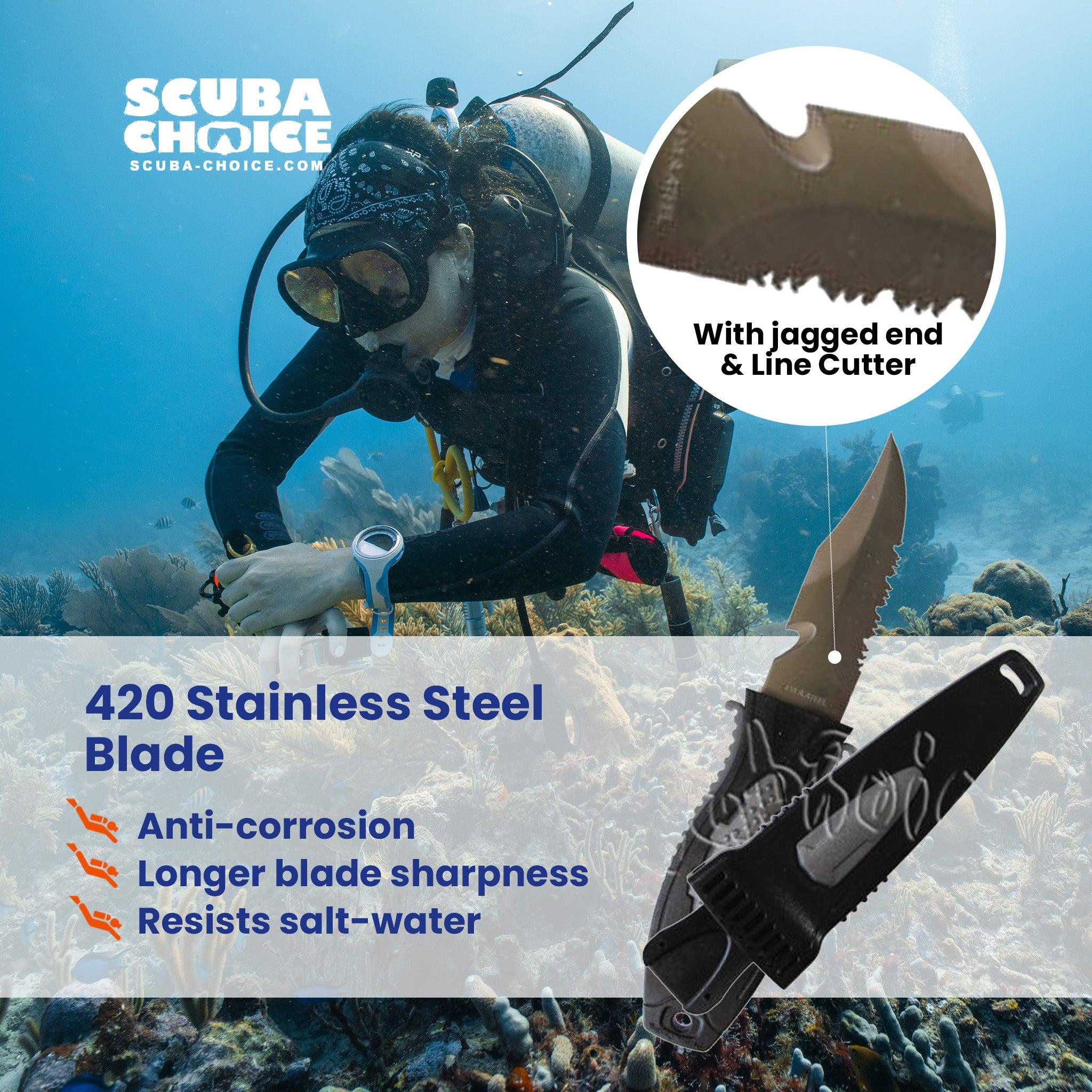 Scuba Diving Low Volume Free Dive Spearfishing 7.5" Stainless Point-Tip Knife