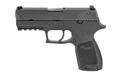 Sig Sauer P320 |  Compact |  Striker Fired |  Semi-automatic |  Polymer Frame Pistol |  45 ACP |  3.9" Barrel |  Nitron Finish |  Black |  SIGLITE Night Sights |  9 Rounds |  2 Magazines