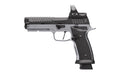 Sig Sauer P320 MAX SXG |  Semi-automatic |  Striker Fired |  Metal Frame Pistol |  Full Size |  9MM |  5" Bull Barrel |  Nitron Finished Slide |  Black |  Silver Frame |  Romeo3 Max 6MOA Pro Optic |  Pro Optic Footprint |  Hogue Aluminum Recreation Grips