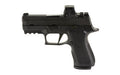 Sig Sauer P320 XCOMPACT |  Striker Fired |  Semi-automatic |  Polymer Frame Pistol |  9MM |  3.6" Barrel |  Nitron Finish |  Black |  ROMEO-X Reflex Sight |  Modular X Grip |  XRAY3 Night Sights |  XSeries Flat Trigger |  15 Rounds |  2 Magazines