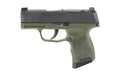 Sig Sauer P365 Fortunate Son |  Semi-automatic |  Striker Fired |  Polymer Frame Pistol |  Sub-compact |  3.1" Barrel |  Nitron Finish |  Green and Black |  Optics Ready |  X-RAY3 Day/Night Sights |  Polymer Grips |  10 Rounds |  2 Magazines