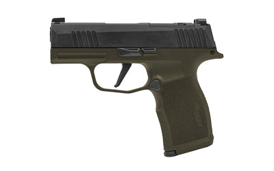 Sig Sauer P365X Fortunate Son |  Semi-automatic |  Striker Fired |  Polymer Frame Pistol |  Sub-compact |  3.1" Barrel |  Nitron Finish |  Green and Black |  Optics Ready |  X-RAY3 Day/Night Sights |  Polymer Grips |  12 Rounds |  2 Magazines