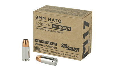 Sig Sauer V-Crown 9MM |  124 Grain |  Jacketed Hollow Point |  Defense |  20 Round Box