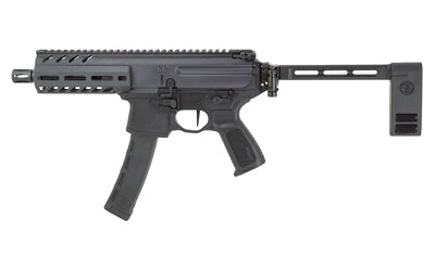 Sig Sauer MPX |  Semi-automatic Pistol |  9MM |  6" Threaded Barrel |  13.5x1 LH Thread Pitch |  Anodized Finish |  Black |  Pistol Brace |  35 Rounds |  1 Magazine