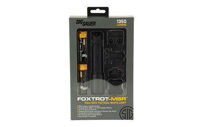Sig Sauer FOXTROT-MSR FULL SIZE |  Mounted Light |  35 | 000 Candela |  1350 Lumens |  Full Size White Light |  Accepts (1) 18650 Li-ion Rechargeable Battery or (2) CR123A Batteries |  M-LOK and Picatinny Mount |  Remote |  Matte Finish |  Black