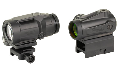 Sig Sauer ROMEO-MSR Gen II/JULIET5-MICRO |  Red Dot Sight and Magnifier Combo |  5X Magnification |  24mm Objective |  2 MOA Red Dot |  Matte Finish |  Black |  Fits Picatinny Rail