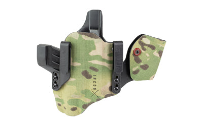 Safariland INCOG-X |  Joint Collaboration with Haley Strategic |  Inside the Waistband Holster |  Fits Glock 17/19 with Light |  Integrated Magazine Caddy |  Microfiber Suede Wrapped Boltaron Construction |  Multicam Black |  Right Hand
