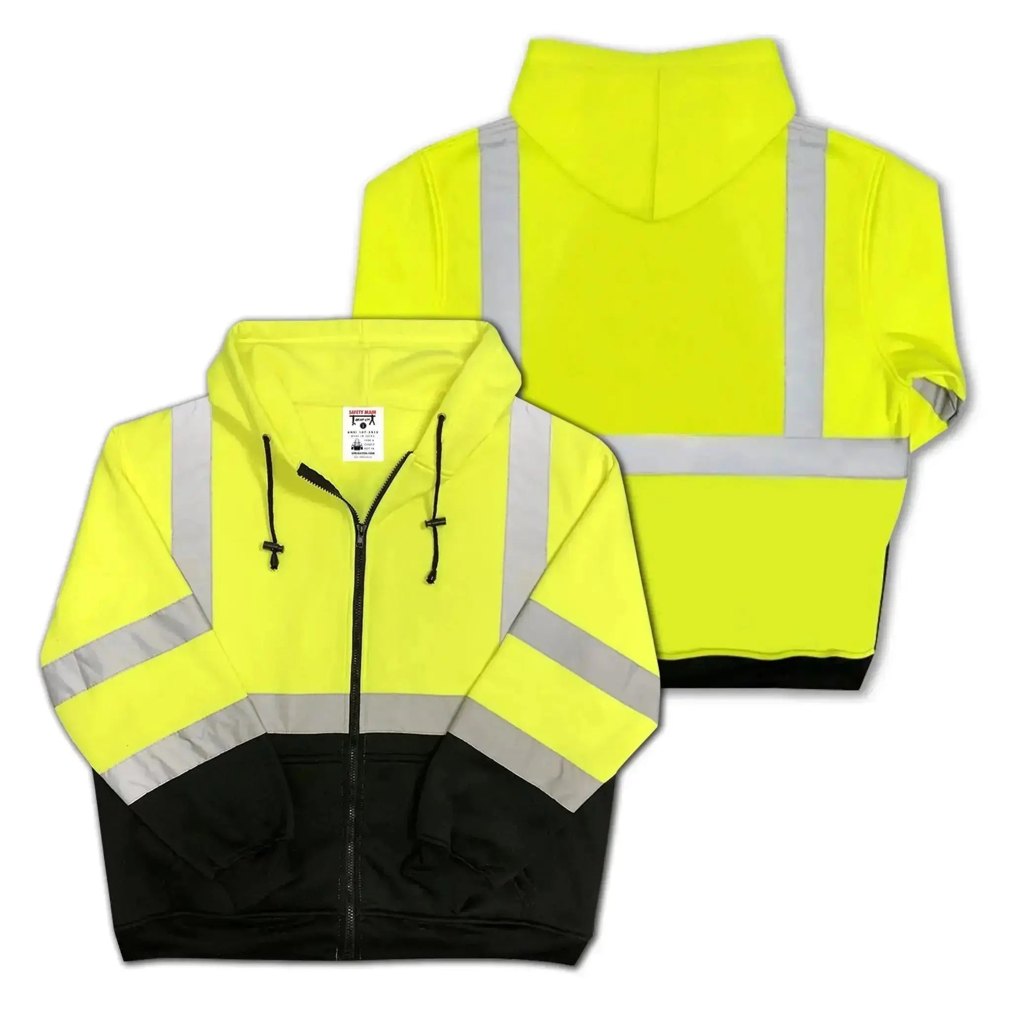 Safety Main 05LWJYB Lightweight Jacket, Class 3, Hi-Vis Yellow with Black Bottom, Pack of 5