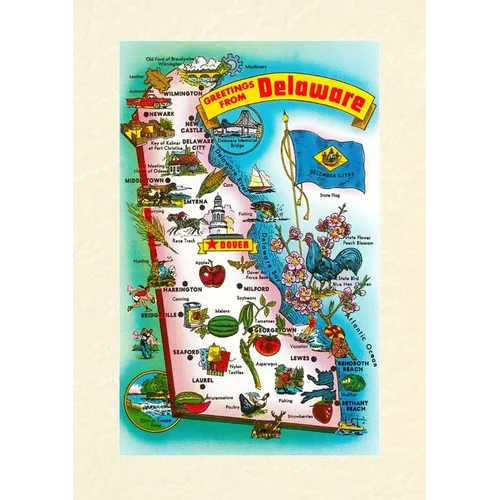 Vintage Lined Notebook Greetings from Delaware, Map - Paperback