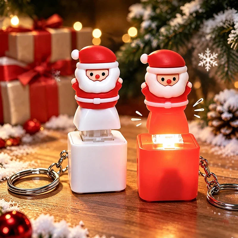 Glowing Sound Key Cap Keychain Halloween Pumpkin Ghost Witch Press Keyring Christmas Santa Snowman Pendant Party Favor
