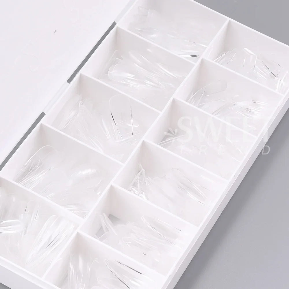 550pcs Translucent Frosted Nail Tips Soft Almond Coffin Square Acrylic Soft Full Cover False Nails Matte Press On Nails Manicure