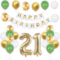 21/30/40/50/60/70th Birthday Green Gold Balloons Set Birthday Banner Party Background Decoration Adults 40inch Number Foil Ball
