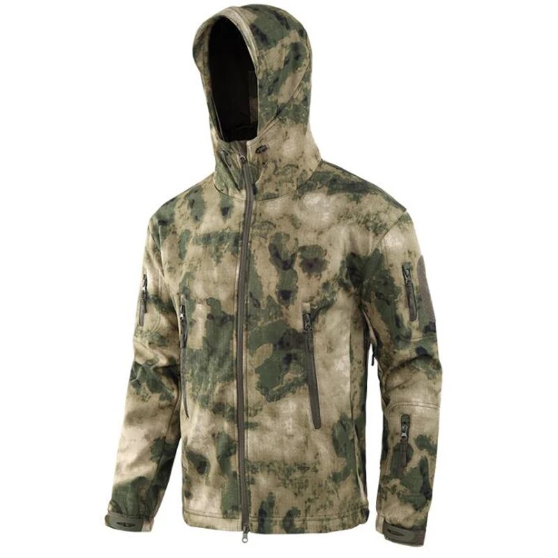 Men Military Tactical Hiking Jacket Outdoor Windproof Fleece Thermal Sport Waterproof Hunting Clothes Hooded Army Camo Outerwear