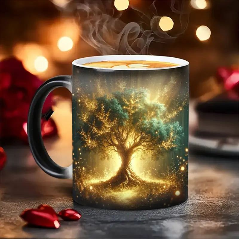 Tree of Life Color-Changing Mug | 11 oz Heat-Reveal Ceramic | Coffee, Tea & Gifts