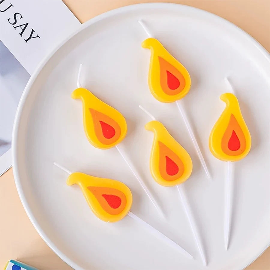 Yellow Flame Cake Candle Retro Cartoon Flame Candle Birthday Candle Internet Celebrity Christmas Decoration