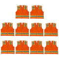 Safety Main 05TTSOZ Surveyor Vest, Class 2, Solid Front, Mesh Back, Hi-Vis Orange, Pack of 10