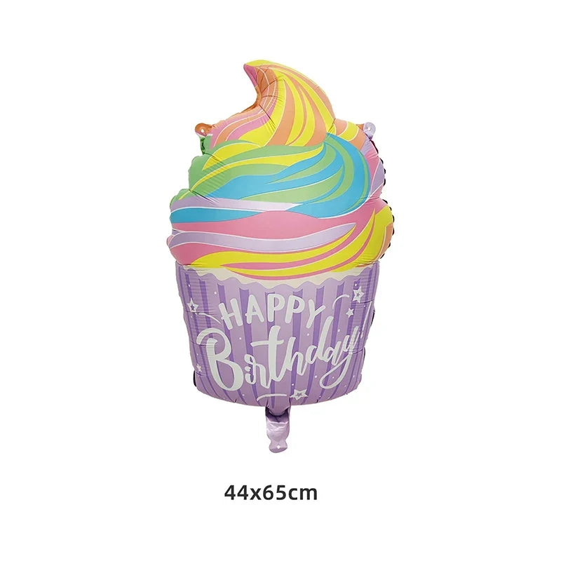 Happy Birthday Cake Theme Balloons Birthday Party Matte ice cream candy Baby Shower Decors Foil Balloon