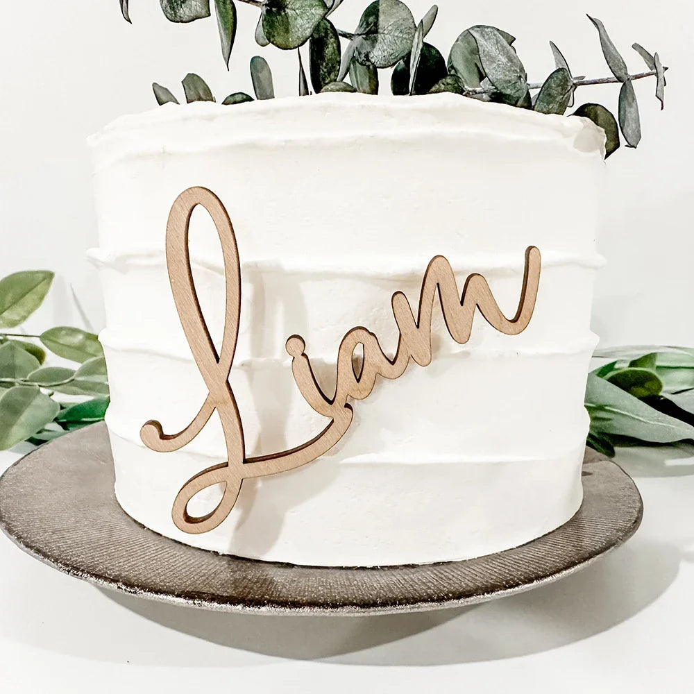 birthday cake topper customized wood cake toppers custom gold acrylic with name cake decor can be used for multi-layer cakes