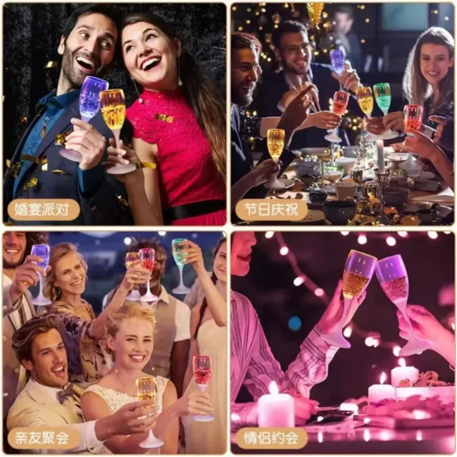Colorful Flash Plastic Wine Cup 120ml LED Glowing Champagne Liquid Goblet, Wedding Banquet Bar Nightclub Party Supplies
