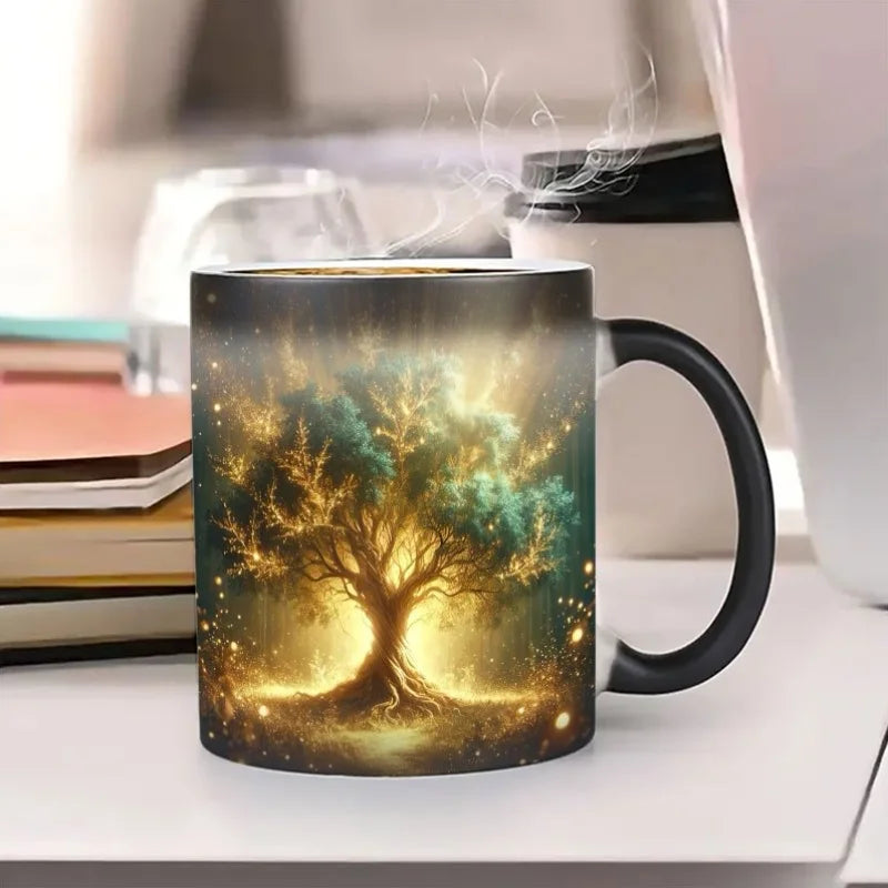 Tree of Life Color-Changing Mug | 11 oz Heat-Reveal Ceramic | Coffee, Tea & Gifts