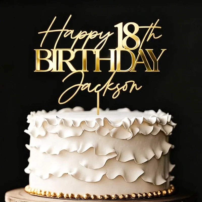 Personalized Birthday Cake Topper Happy Birthday Cake Topper 18th Birthday Cake Topper 50th Birthday Cake Topper