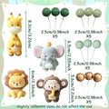 24PCS Cute Jungle Baby Shower Cake Decoration Safari Animals Cake Decoration Giraffe Monkey Elephant Lion Cake Topper