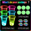 LED Party Pong Set | 50-Piece Cups, Lights & Balls Kit | Parties & Game Nights