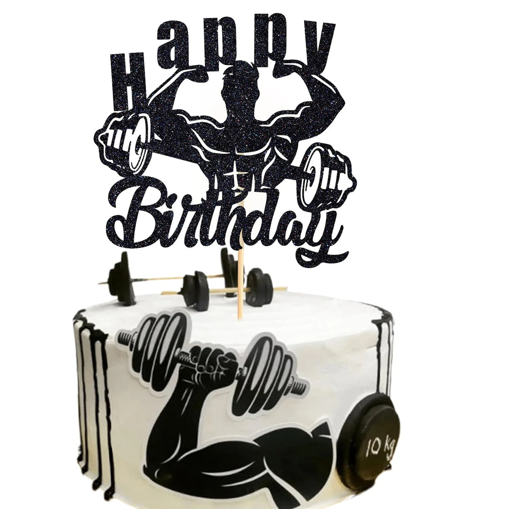 Muscular Man Cake Topper Happy Birthday Sports Fitness Themed Muscle Man Cupcake Topper Dessert Decoration Baking Supplies Diy
