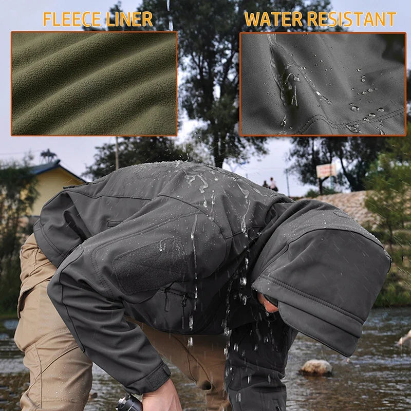 Lurker Soft Shell Camouflage Jacket Men Waterproof Hunting Clothing Warm Camo Tactical Jackets Outdoor Combat Hoodie Coat