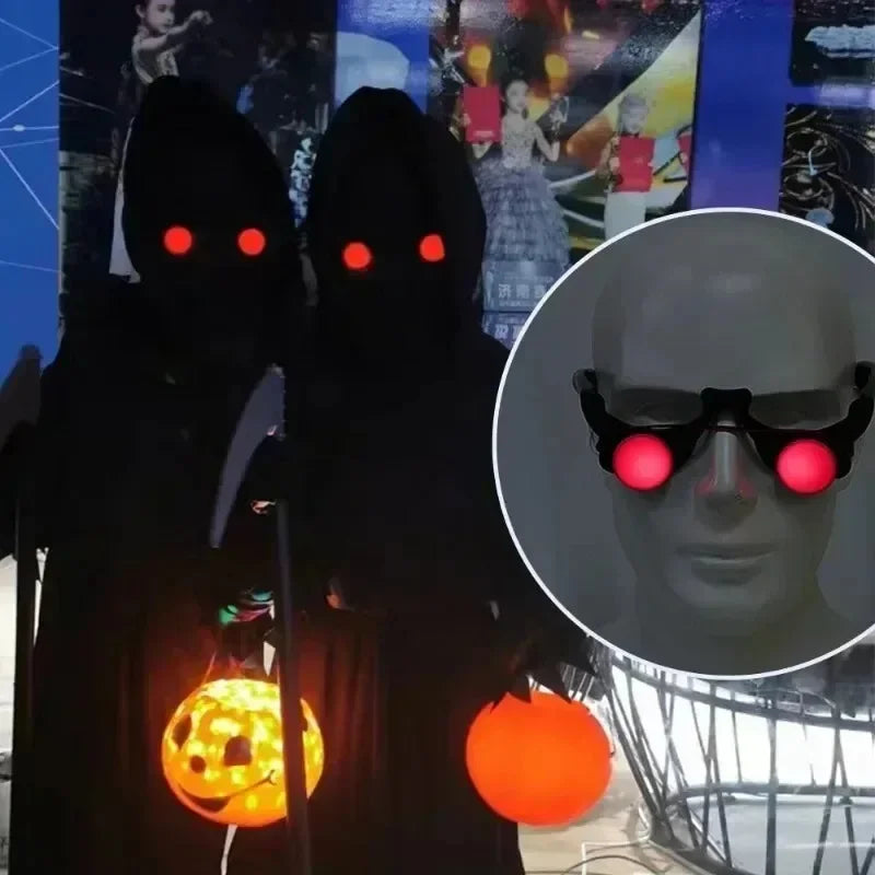 Halloween LED Luminous Glasses Carnival Party Cosplay Prop Horror Red Eye Glasses Glow in The Dark Halloween Party Creative Gift