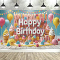 Sweet Candy Castle Cherry Blossom Theme Birthday Photography Background, Children's Birthday Party Banner Photography Background