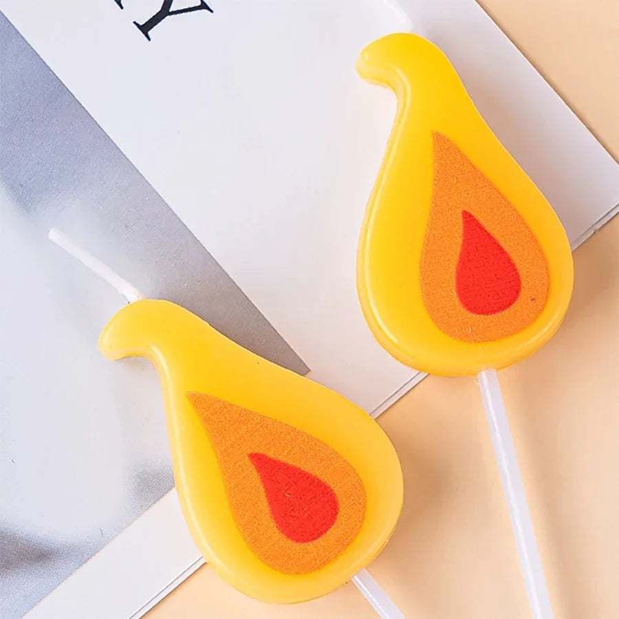 Yellow Flame Cake Candle Retro Cartoon Flame Candle Birthday Candle Internet Celebrity Christmas Decoration