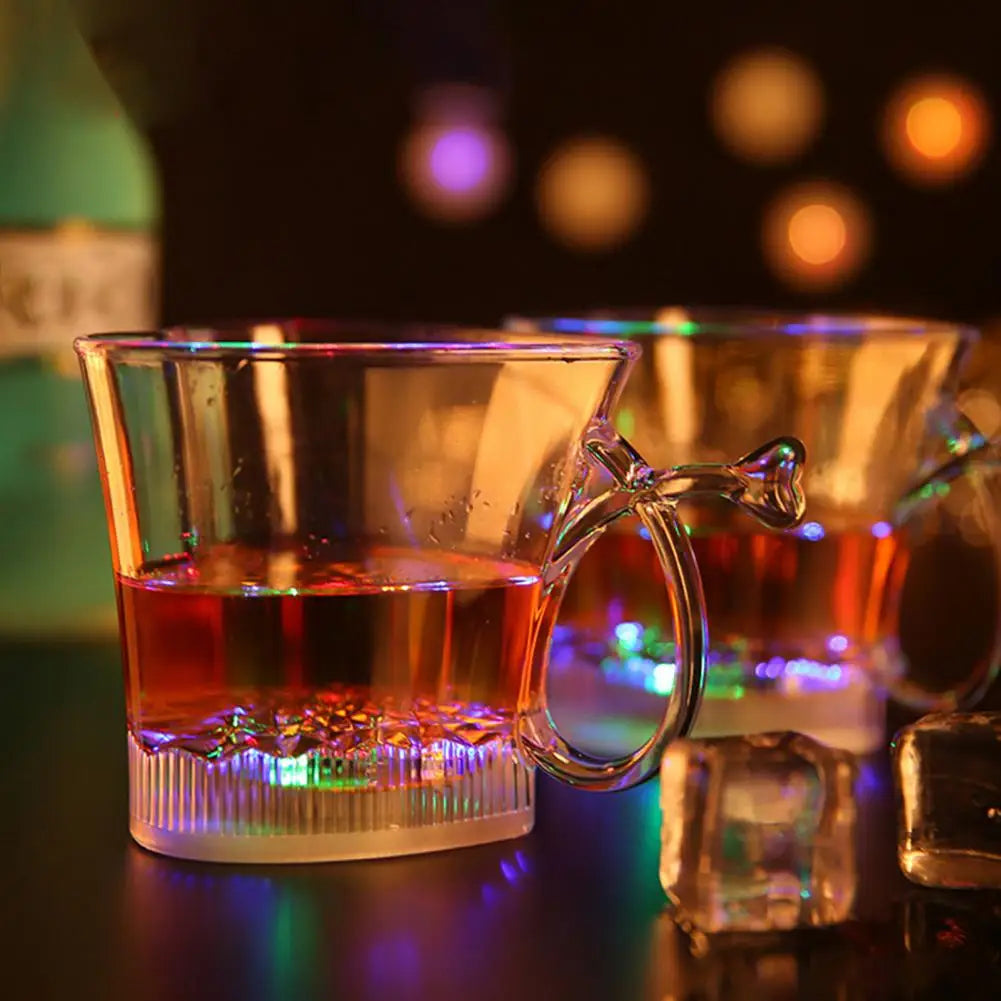 260ML Glowing Cup Transparent Acrylic Mug Luminous Heart-shaped Drinking Cup for Bar Night Club Parties