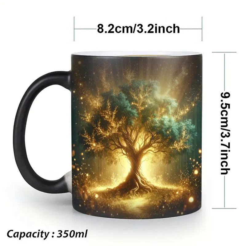Tree of Life Color-Changing Mug | 11 oz Heat-Reveal Ceramic | Coffee, Tea & Gifts