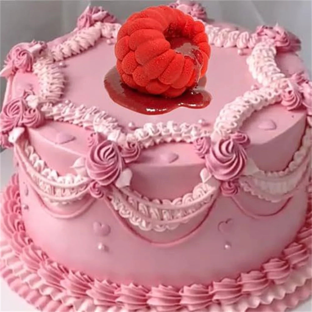 6-Cavity Raspberry Silicone Dessert Mold, Food Grade Chocolate Mousse Cake Baking Mold, Flexible Mold for Candy, Jelly&Ice Cube