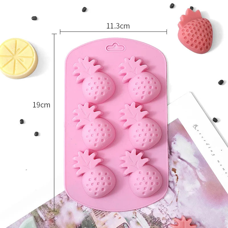 Silicone Ice Mold Fruit Shape Chocolate Candy Molds Set 6 Cavity Silicone Baking Mold Ice Cube Tray-Wedding,Parties DIY Crafts