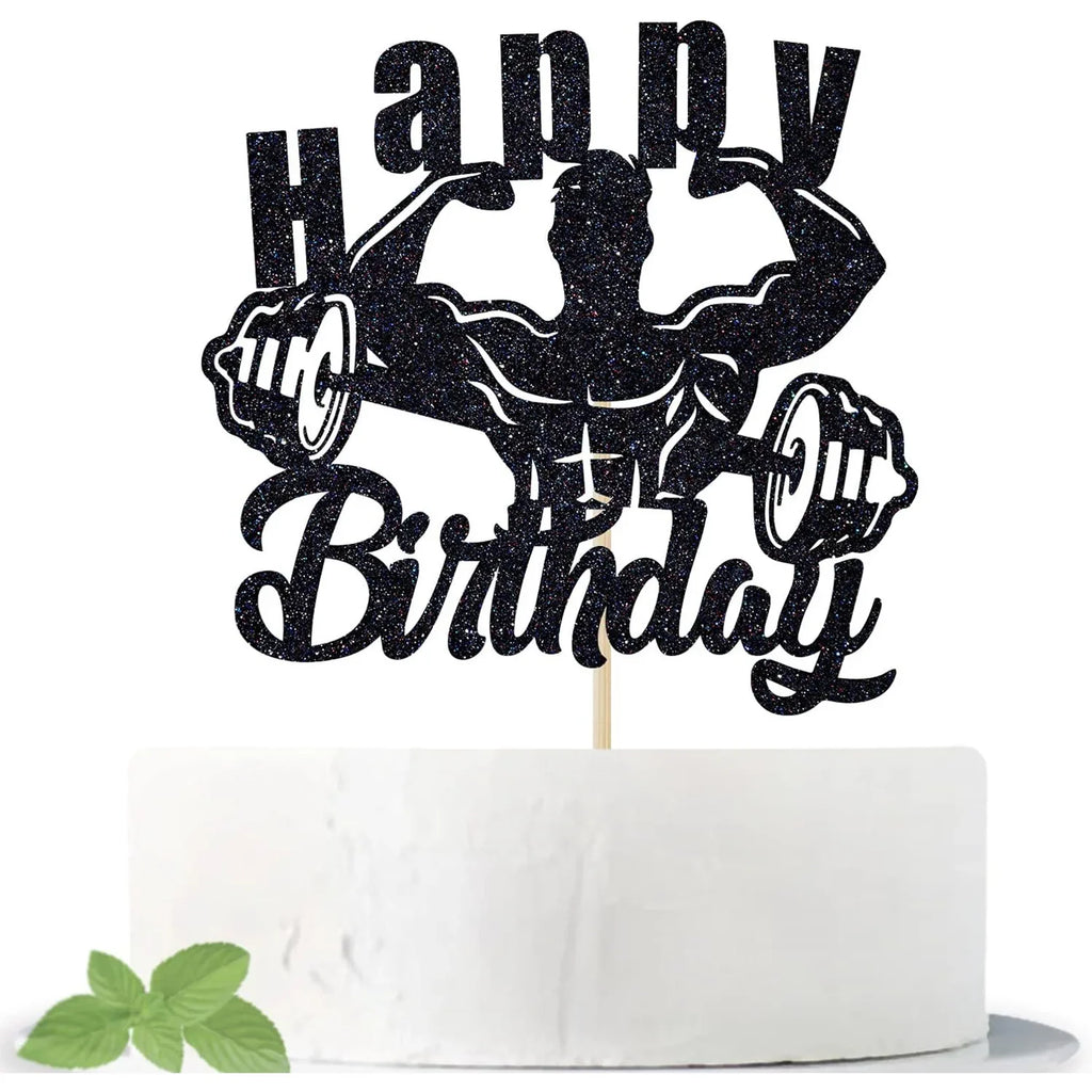 Muscular Man Cake Topper Happy Birthday Sports Fitness Themed Muscle Man Cupcake Topper Dessert Decoration Baking Supplies Diy