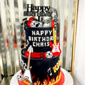 LaVenty Rock Music Cake Topper Black Red Balls Guitar Cake Toppers Music Notes Balls Cake Decoration for Musician Birthday Party