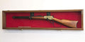 Single Rifle Display Case Wall Rack Cabinet w/ UV Protection - Lockable, Walnut
