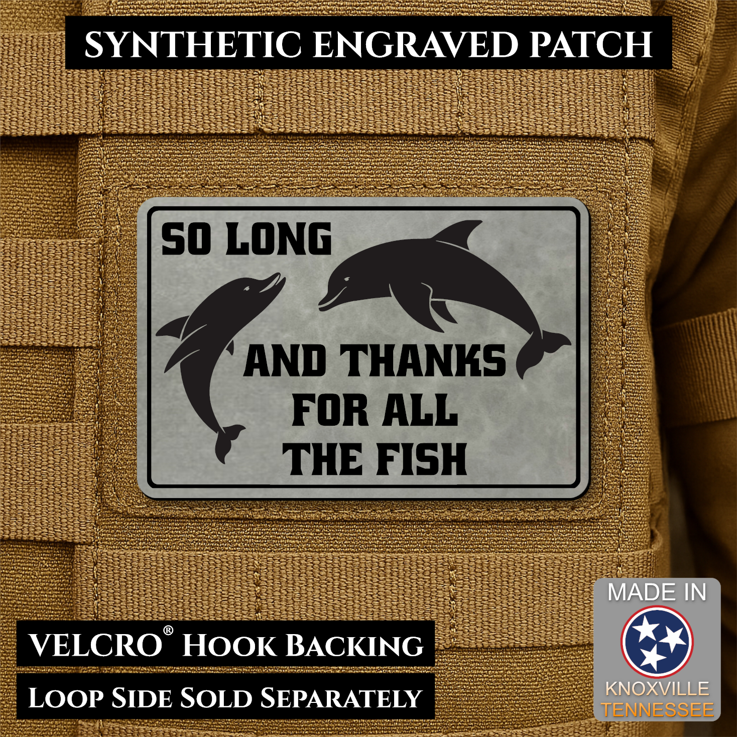 So Long And Thanks For All The Fish Funny Morale Patch | Made in USA | VELCRO® Brand Hook Backing