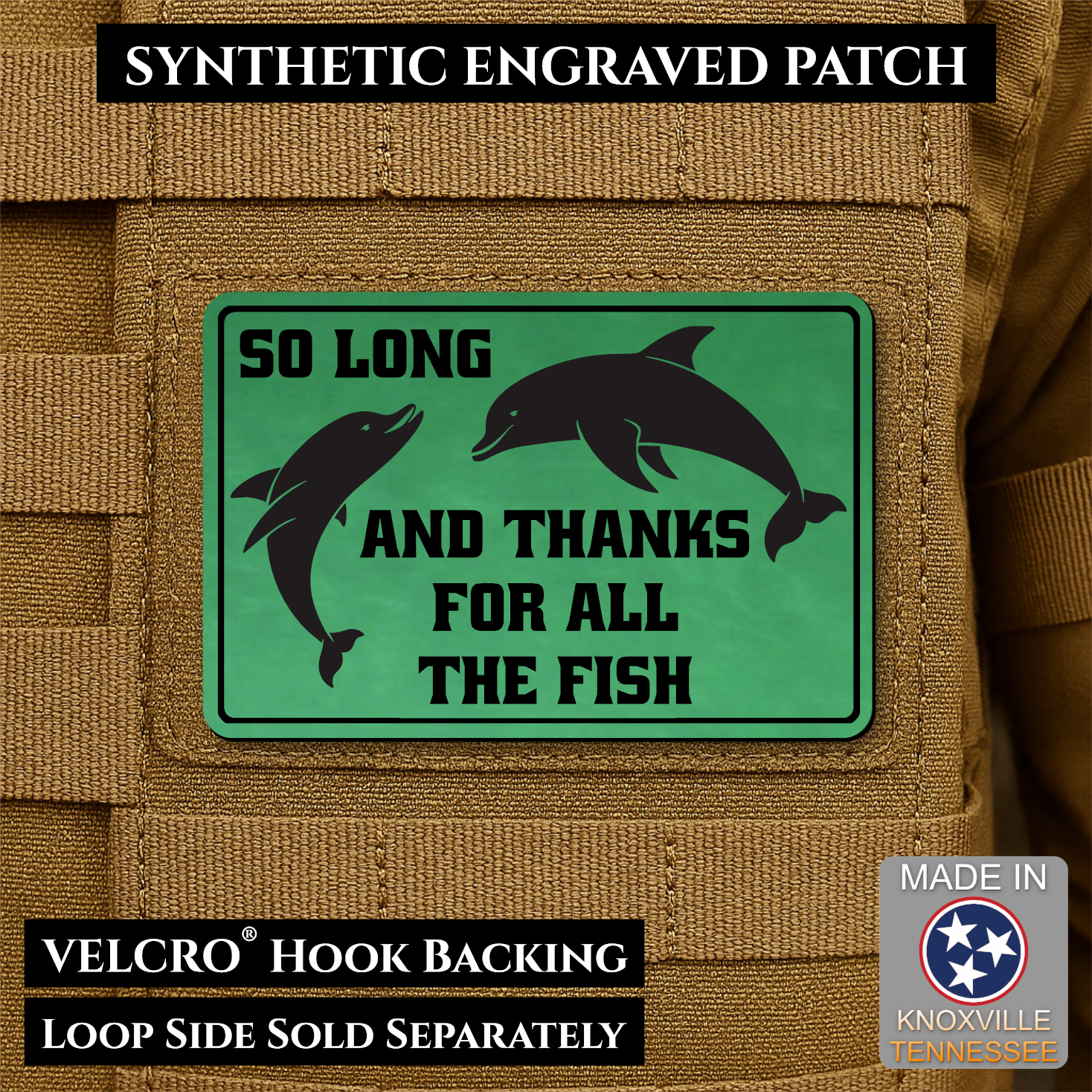 So Long And Thanks For All The Fish Funny Morale Patch | Made in USA | VELCRO® Brand Hook Backing