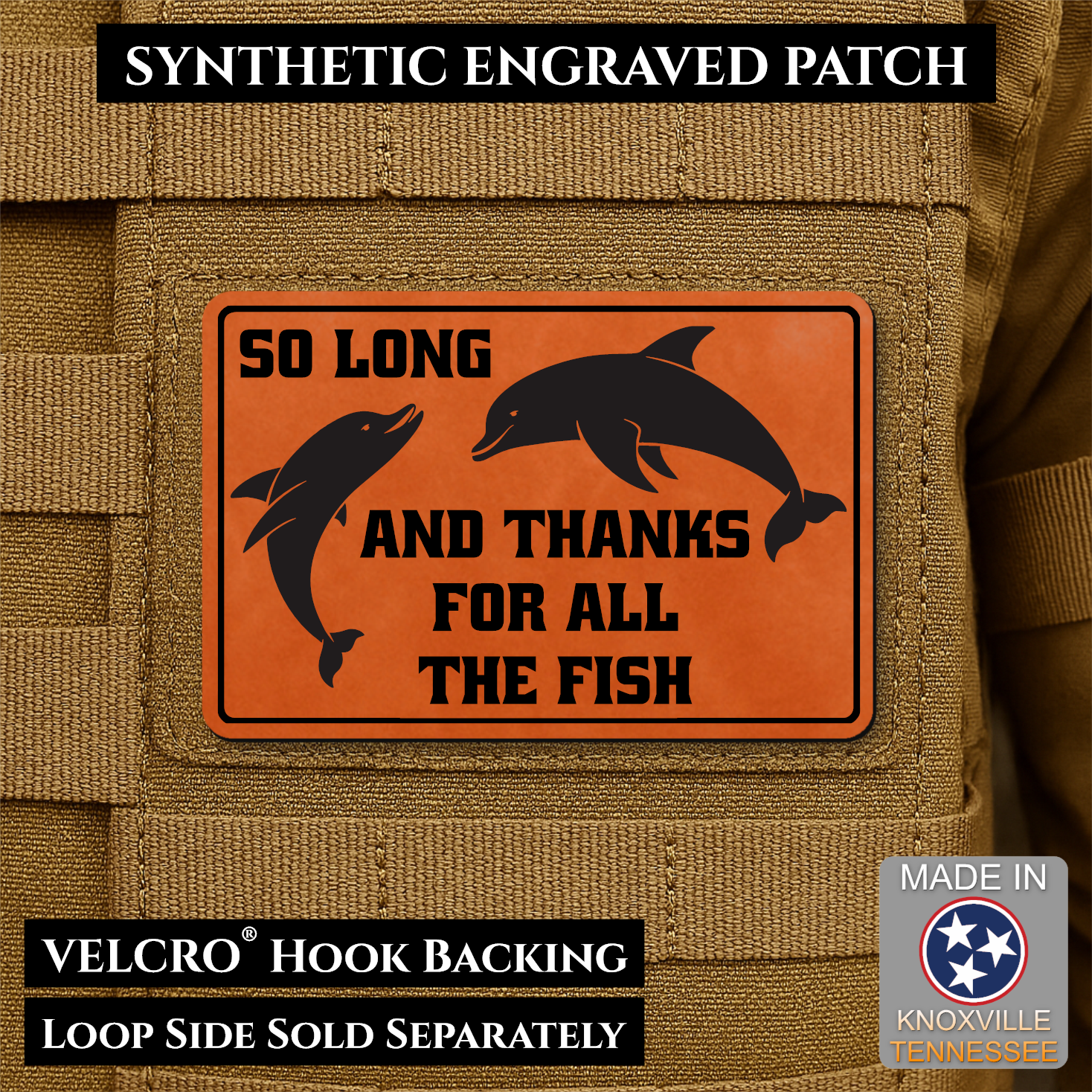 So Long And Thanks For All The Fish Funny Morale Patch | Made in USA | VELCRO® Brand Hook Backing