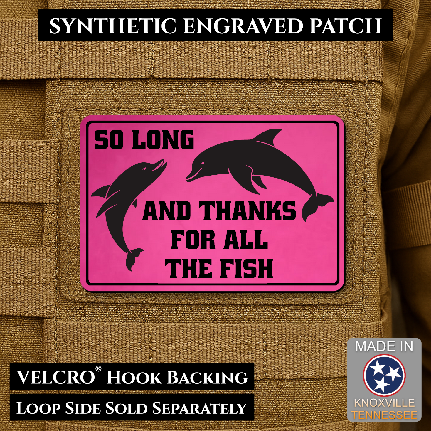 So Long And Thanks For All The Fish Funny Morale Patch | Made in USA | VELCRO® Brand Hook Backing