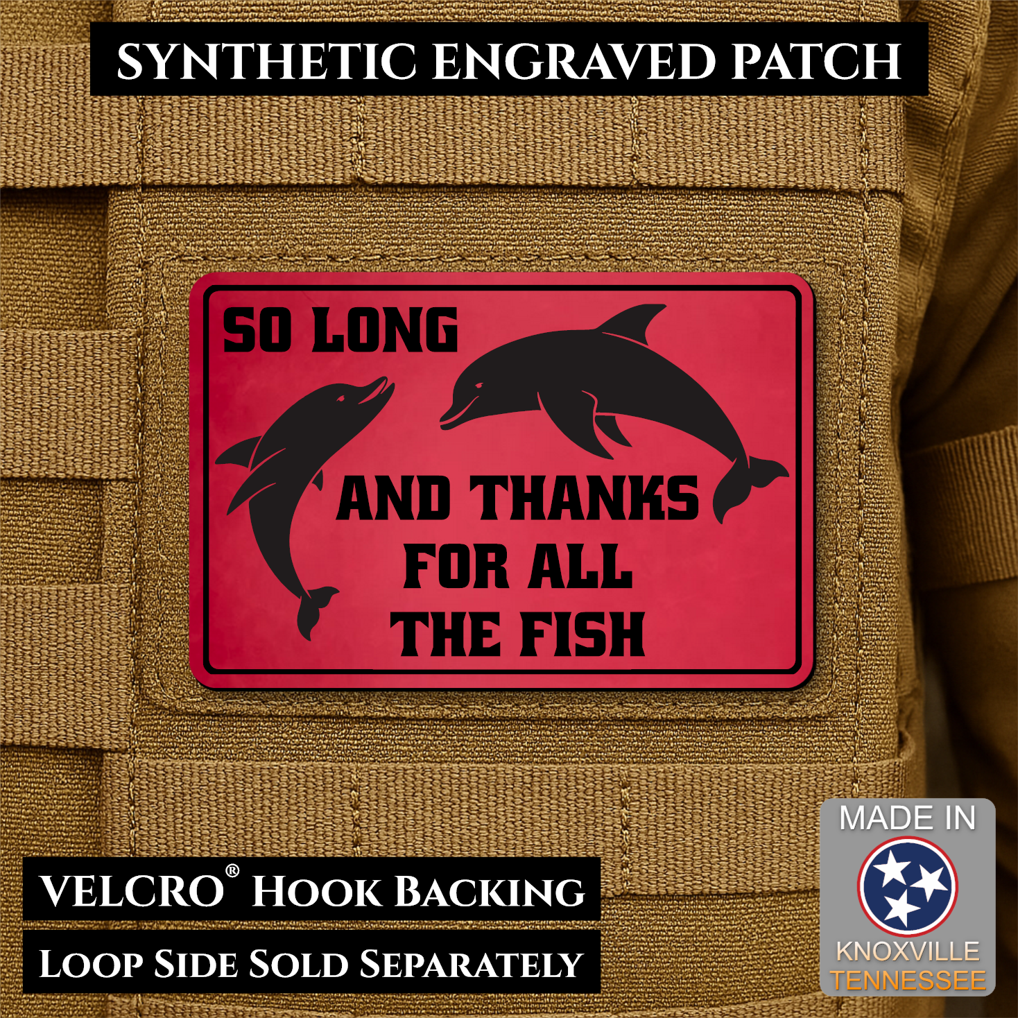So Long And Thanks For All The Fish Funny Morale Patch | Made in USA | VELCRO® Brand Hook Backing