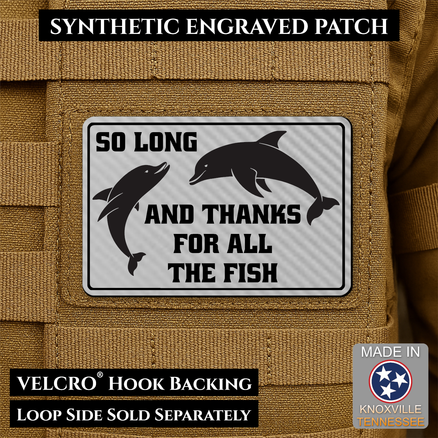 So Long And Thanks For All The Fish Funny Morale Patch | Made in USA | VELCRO® Brand Hook Backing